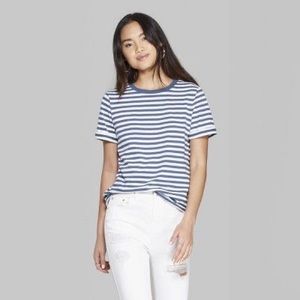 Blue and white striped tee